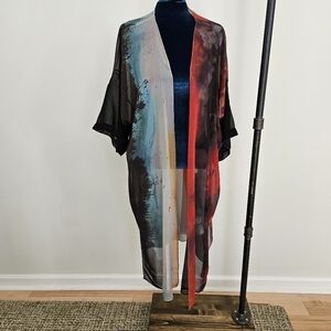 Mushka by Sienna Rose Duster 1X Plus Size Sunset Print Lightweight Art To Wear